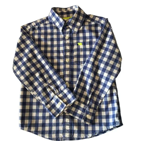 Carter's Boy Toddler Plaid Button Down Shirt Blue White Size 4T - Picture 1 of 11
